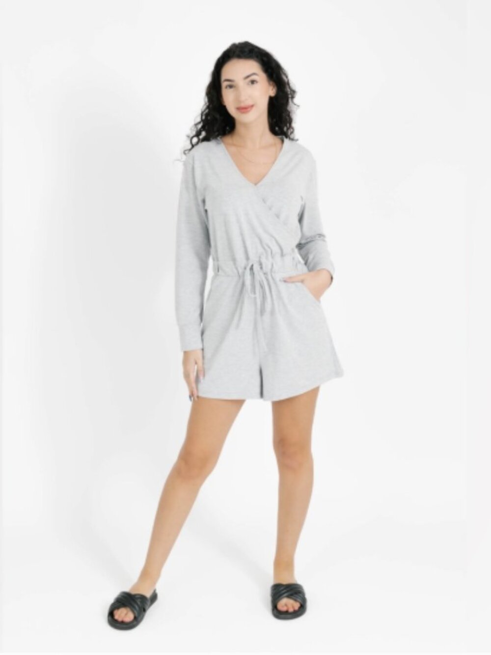Smash + Tess Addison Shorty Romper Heather Grey Size Medium NWT Casual Cozy